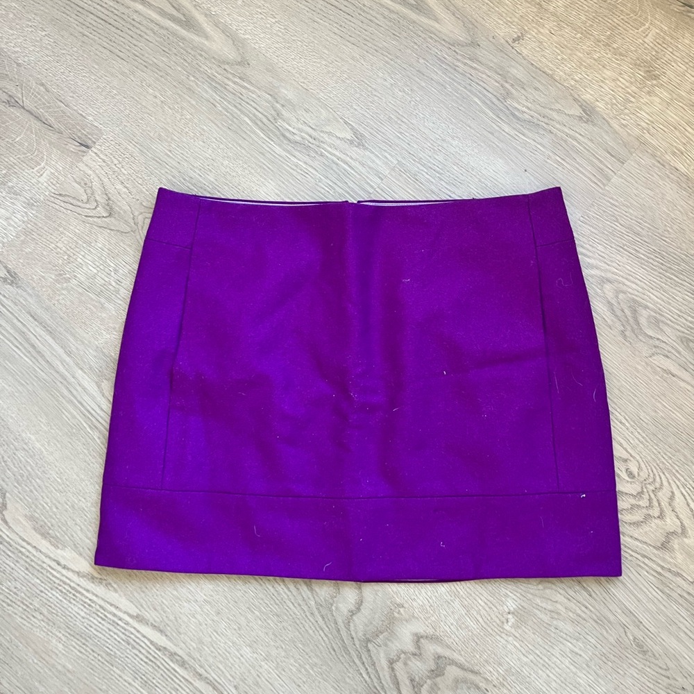 J. Crew Wool Magenta Mini Skirt w/Front Pockets Classic A-Line Silhouette-SZ12